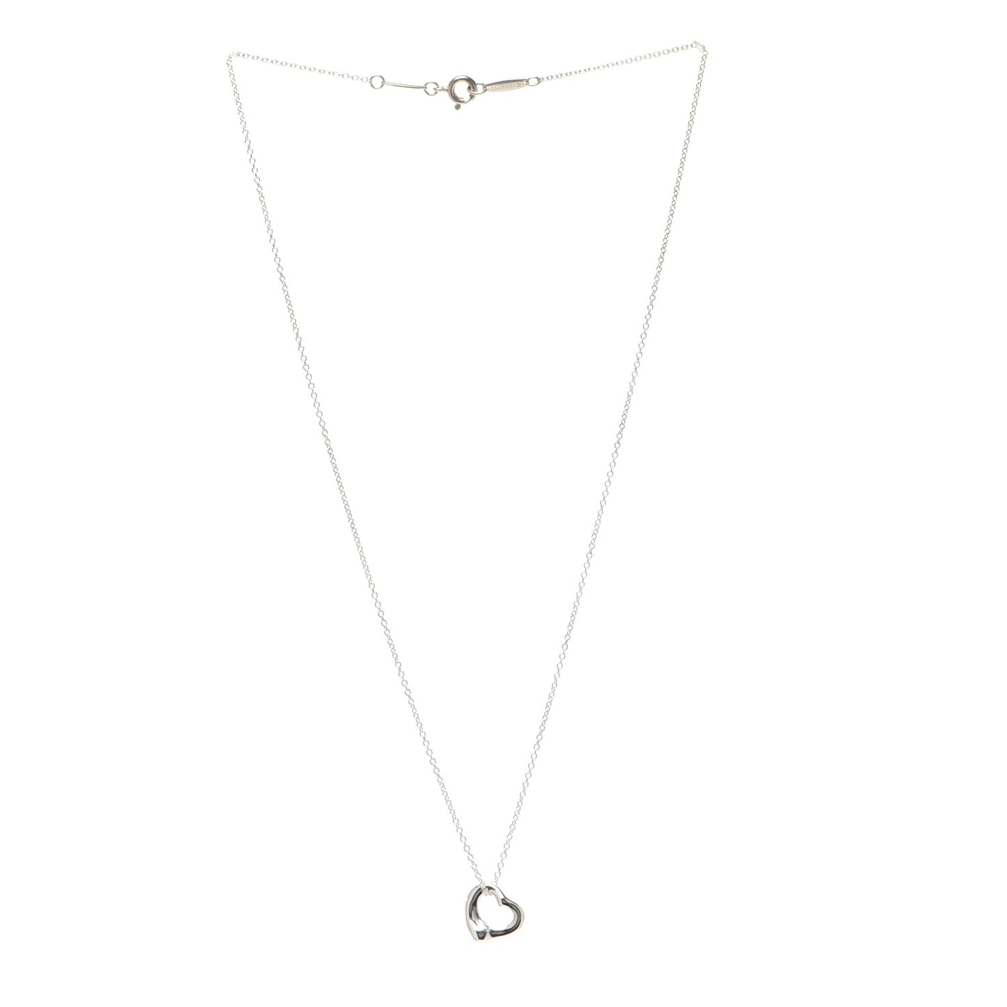 Sterling Silver 11mm Elsa Peretti Open Heart Pendant Necklace