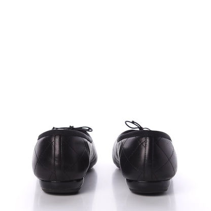 Chanel Lambskin Quilted Cambon Ballerina Flats 38 Black 6 of 10