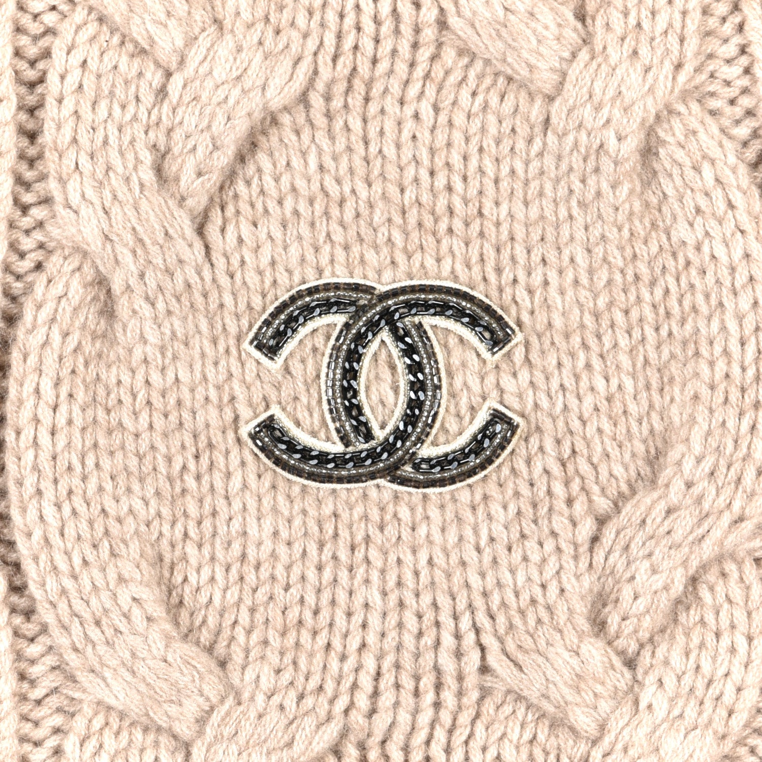 Chanel Cashmere Knit CC Scarf Beige 4 of 5