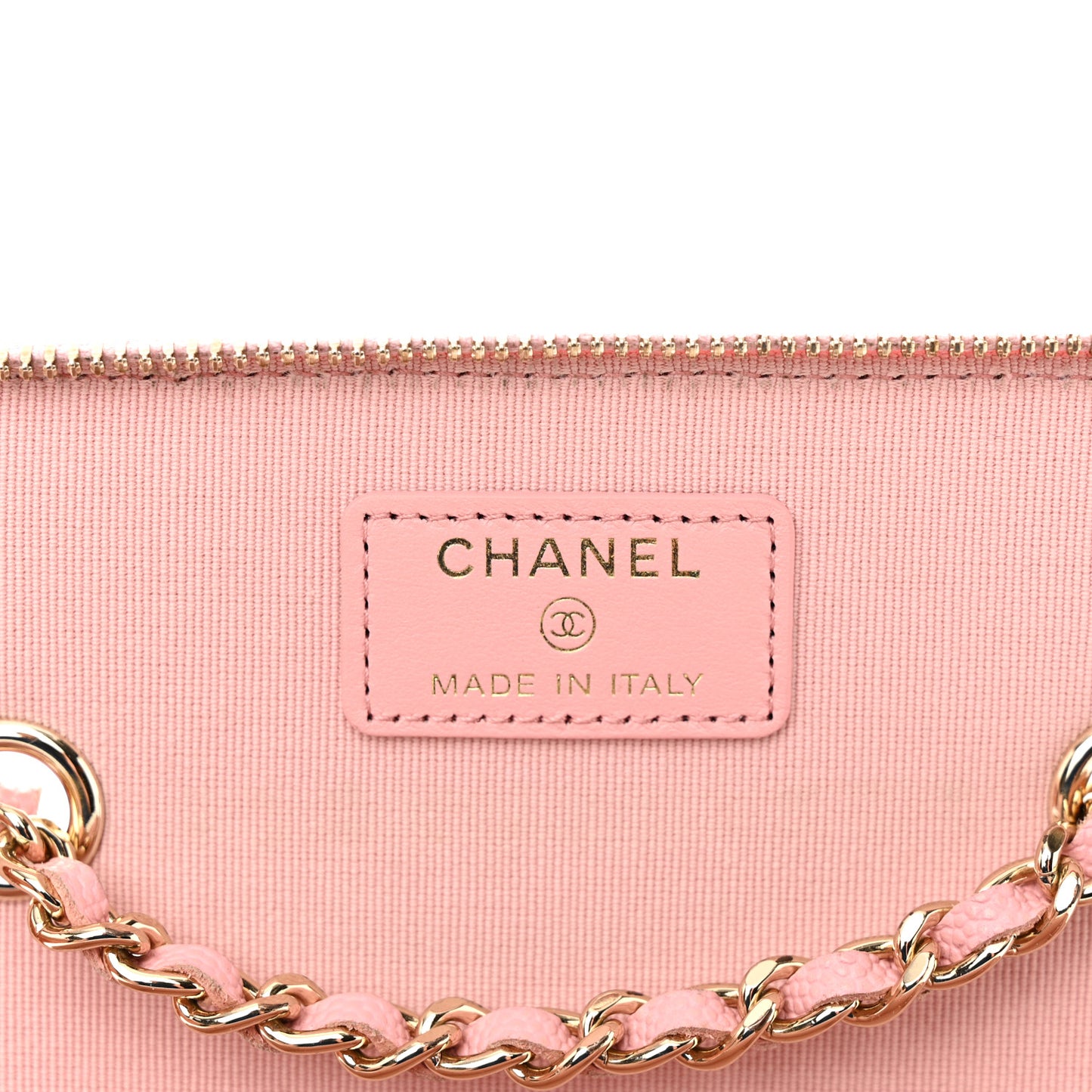 Caviar Quilted Small Vanity Case With Chain Pink