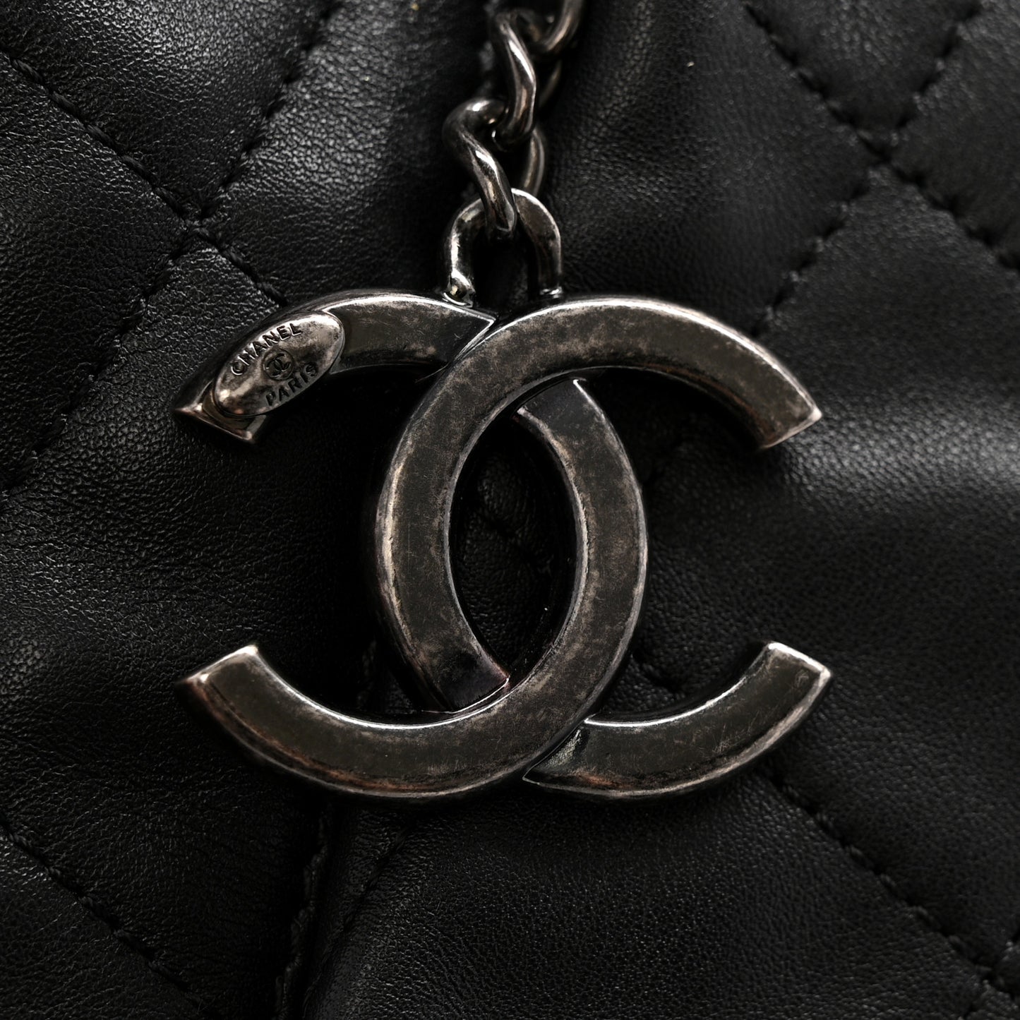 Calfskin Quilted Large Coco Pleats Tote Black