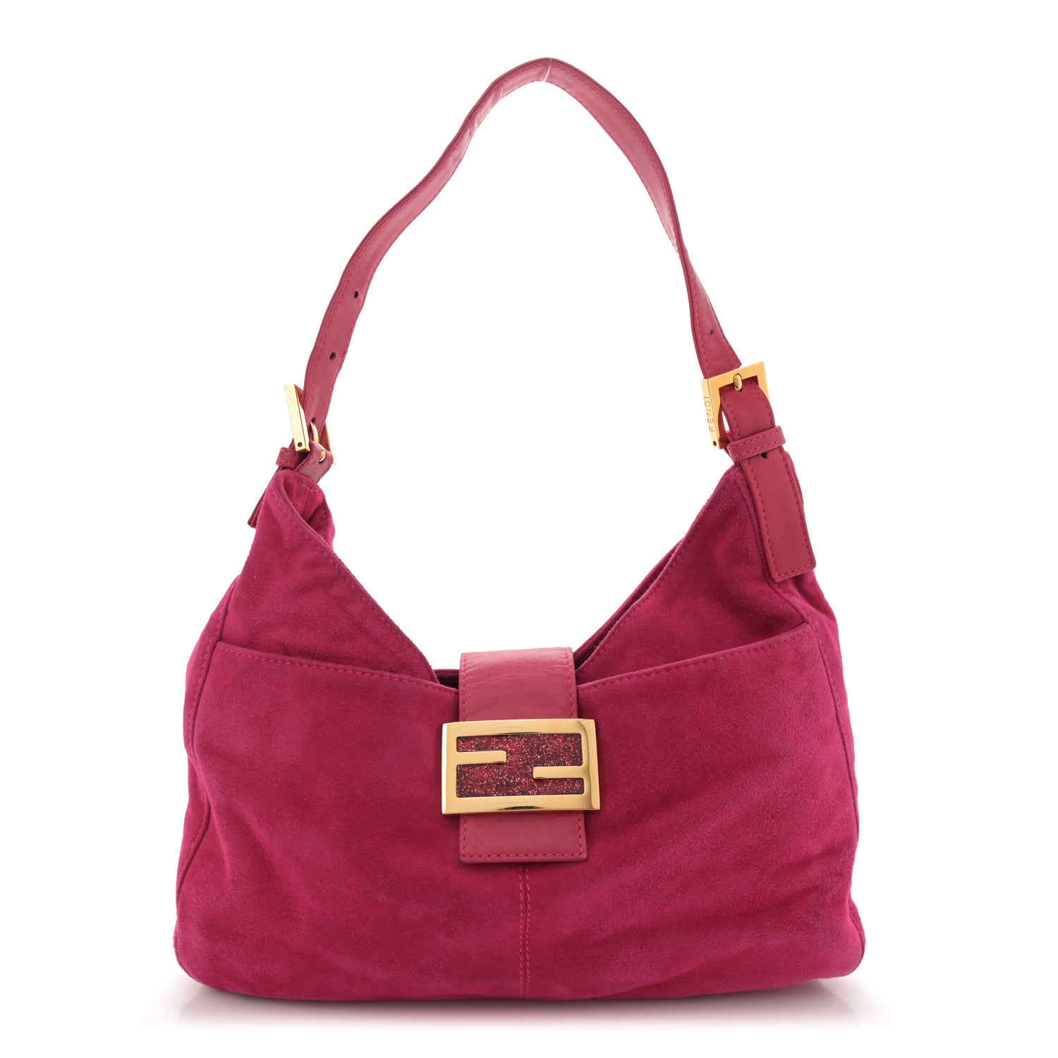Fendi Suede Shoulder Bag Fuchsia 1 of 12