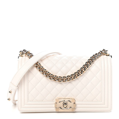 Chanel Caviar Quilted Medium Boy Flap White 1 of 9