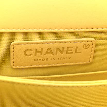 Chanel Lambskin Quilted North South Boy Flap Yellow 6 of 13