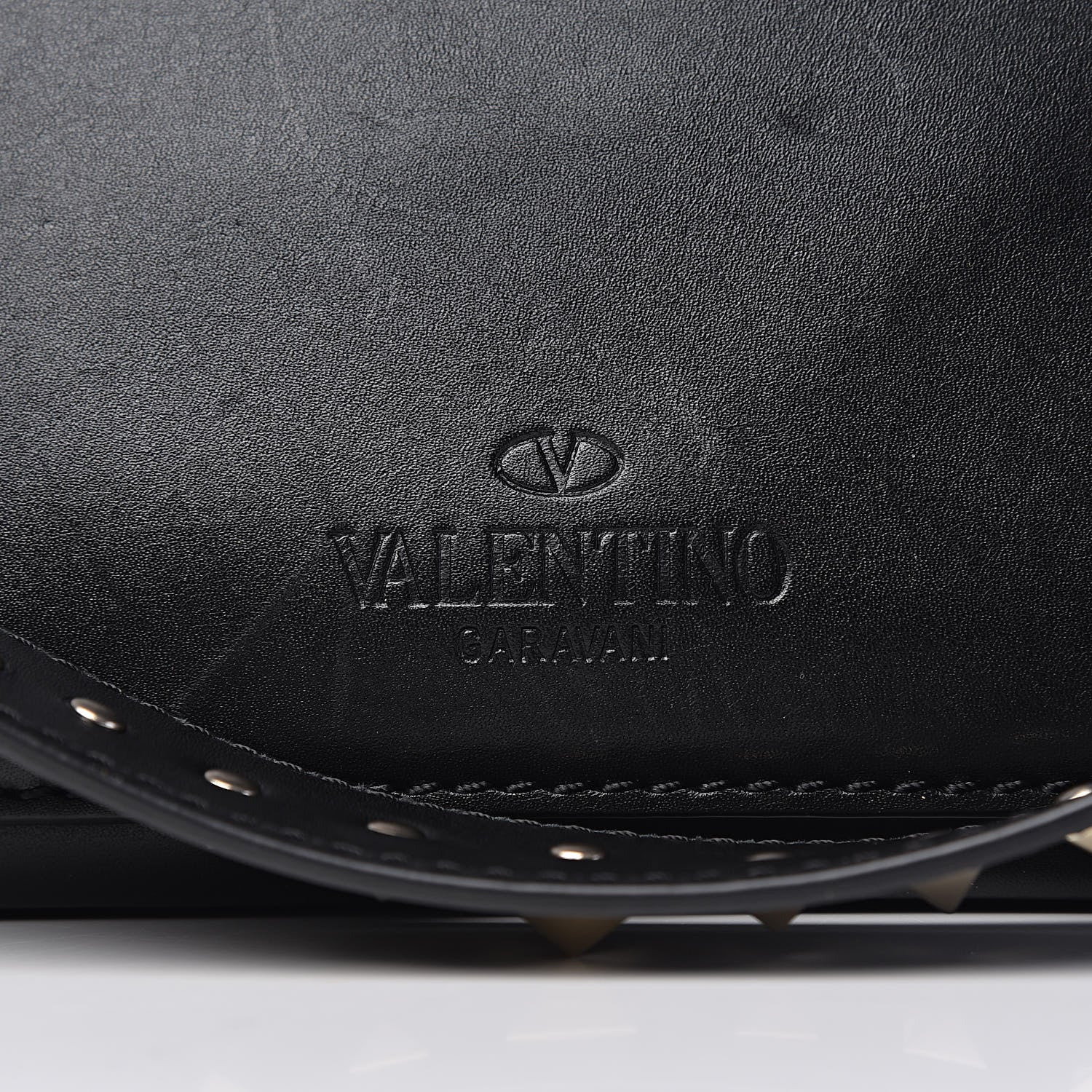 Valentino Garavani Calfskin Rockstud Medium Demilune Double Handle Satchel Black 12 of 23