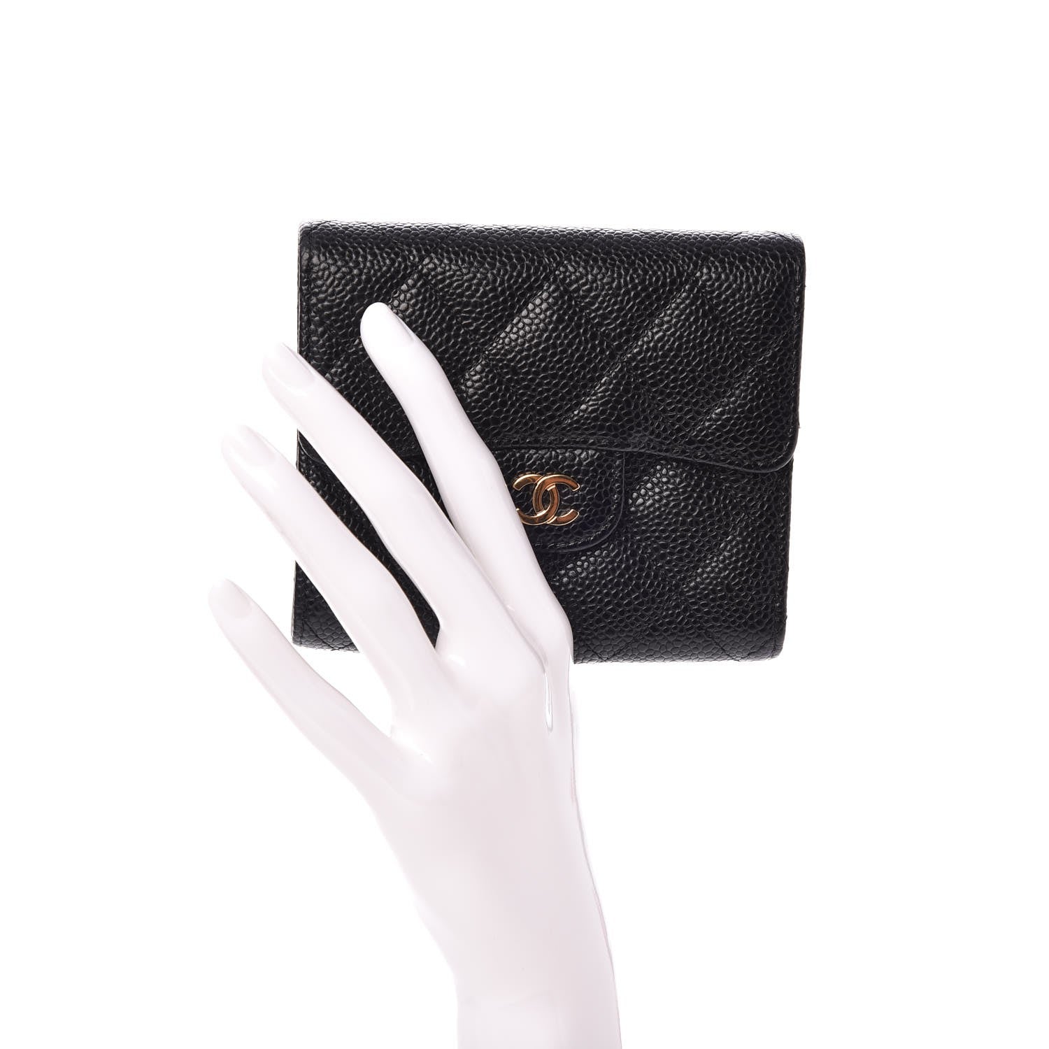 Chanel Caviar Quilted Compact Flap Wallet Black 2 of 9