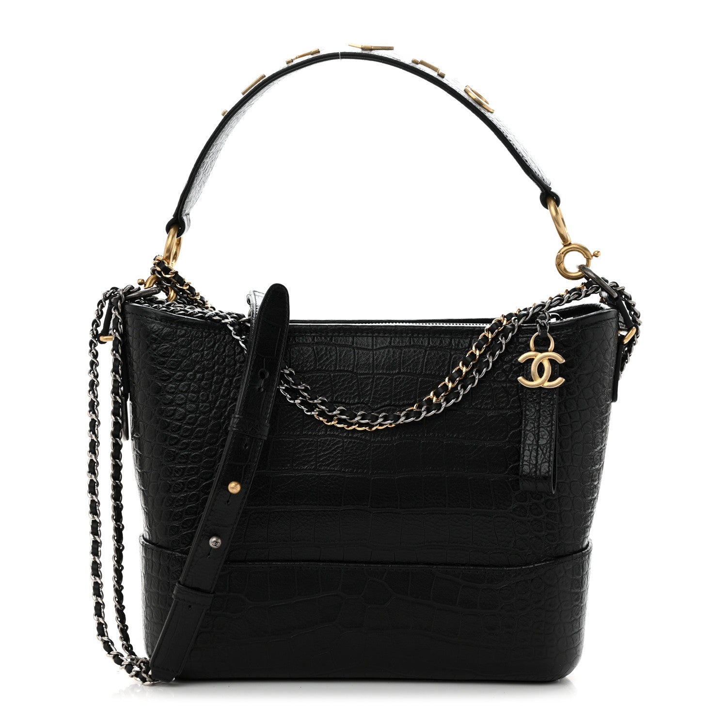Chanel Crocodile Embossed Calfskin Medium Gabrielle Cocodile Hobo Black 1 of 11