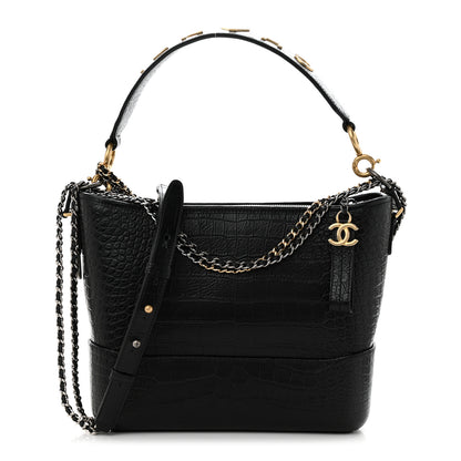 Chanel Crocodile Embossed Calfskin Medium Gabrielle Cocodile Hobo Black 1 of 11