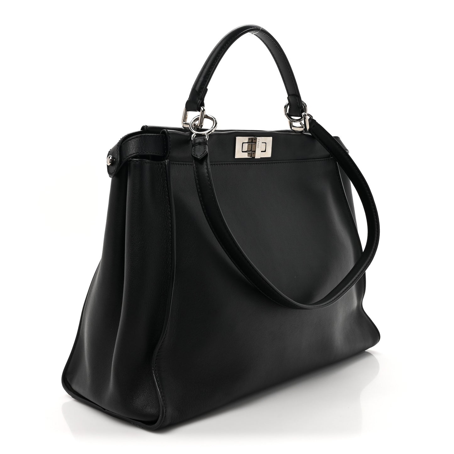 Vitello Dolce Marmol Patent Crocodile Trapuntata Large Peekaboo Iconic Satchel Black Fumo