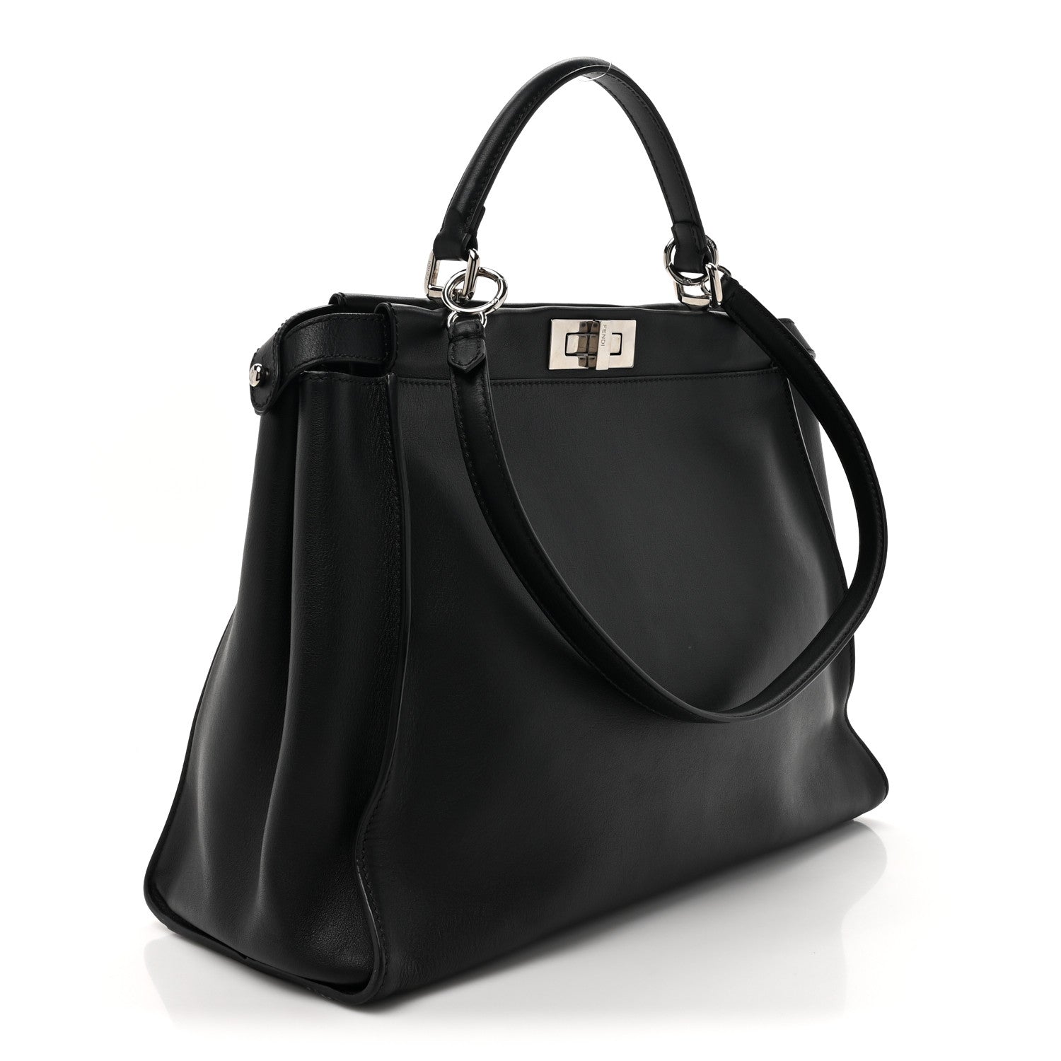 Fendi Vitello Dolce Marmol Patent Crocodile Trapuntata Large Peekaboo Iconic Satchel Black Fumo 3 of 15