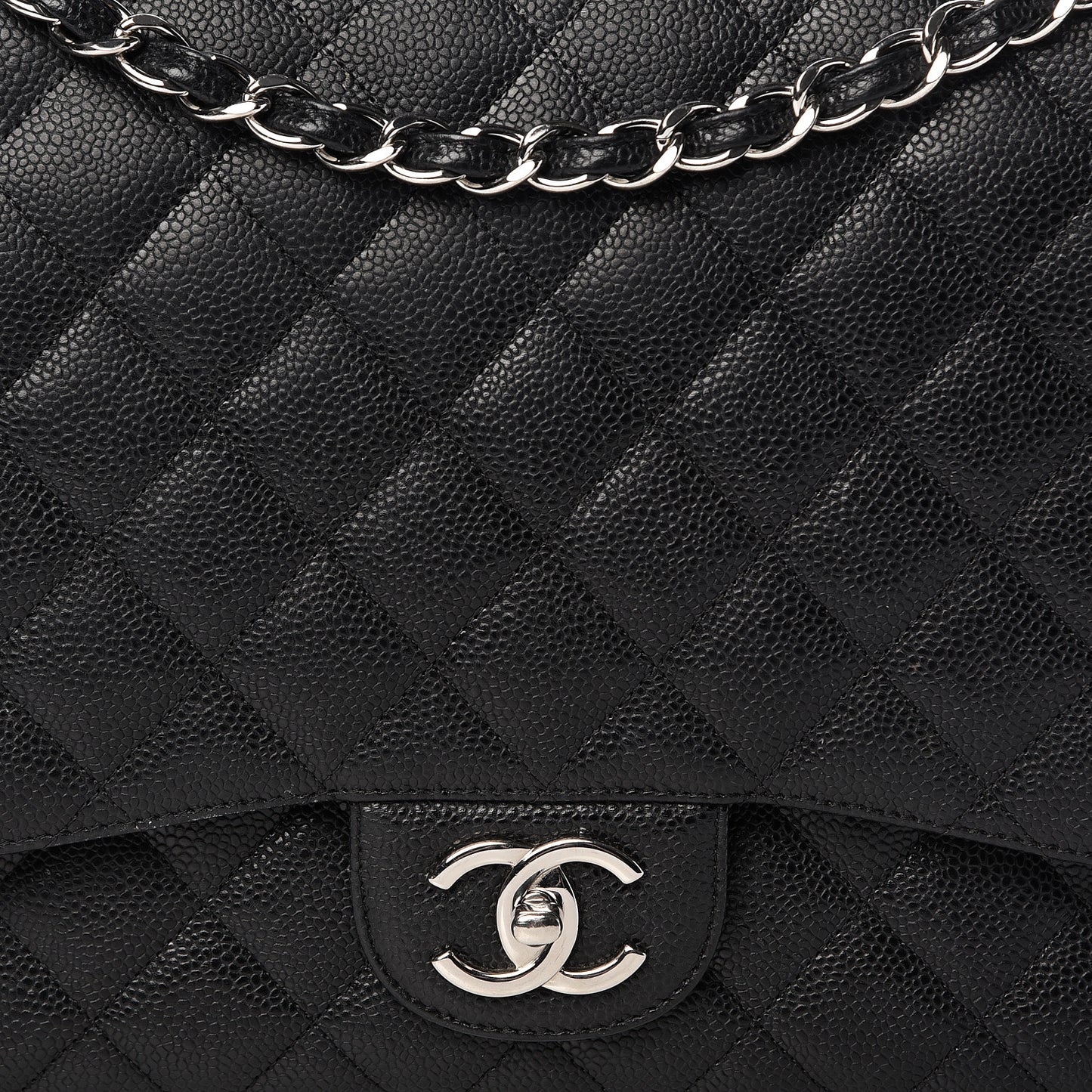 Caviar Quilted Maxi Double Flap Black