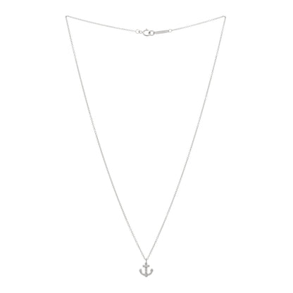 Tiffany 18K White Gold Diamond Mini Metro Anchor Pendant Necklace 2 of 4