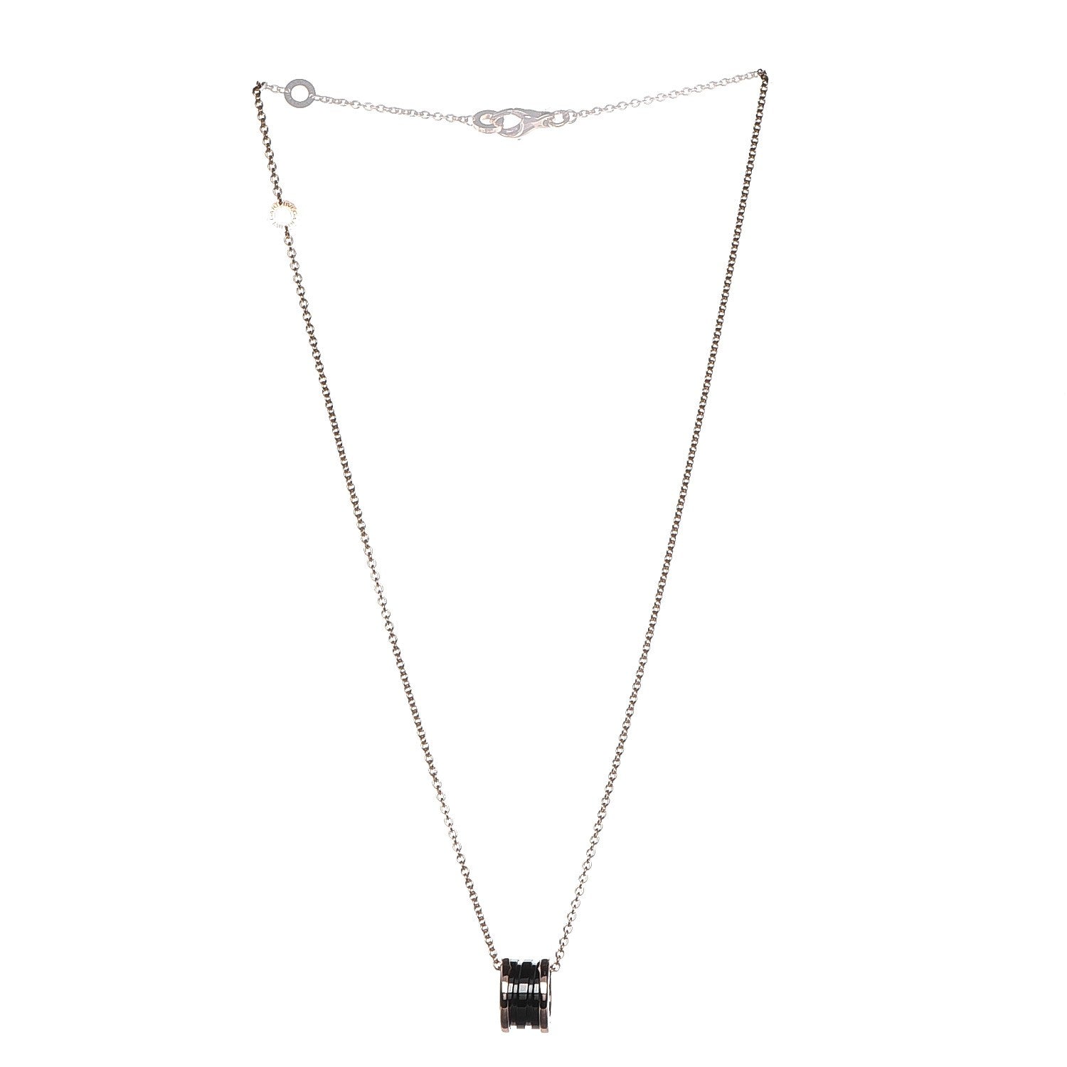 Bulgari 18K Rose Gold Black Ceramic B.Zero1 Pendant Necklace 3 of 9