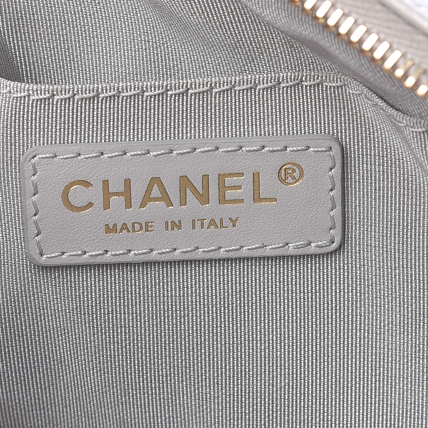 Iridescent Calfskin Quilted Day Trips Camera Case Light Grey