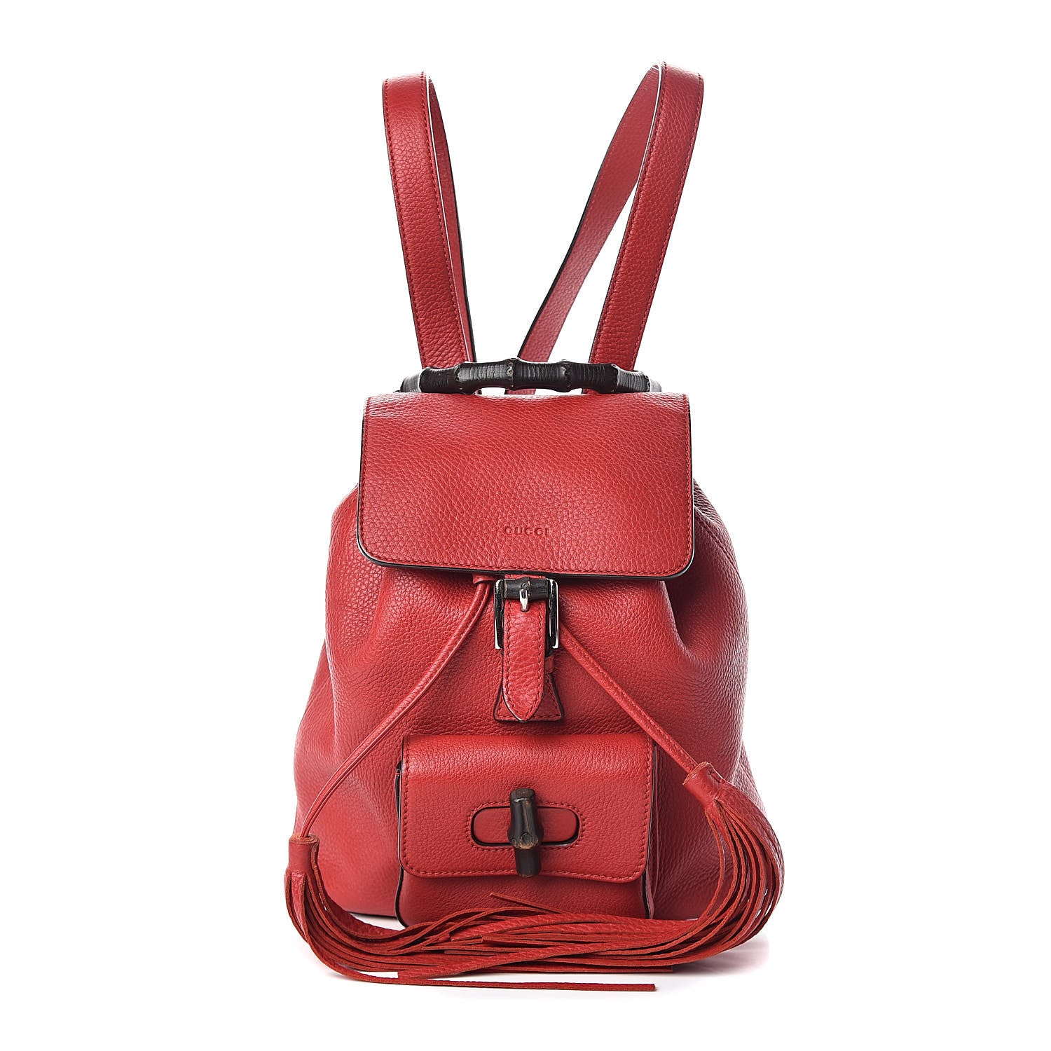 Gucci Calfskin Small Bamboo Backpack Red 1 of 9