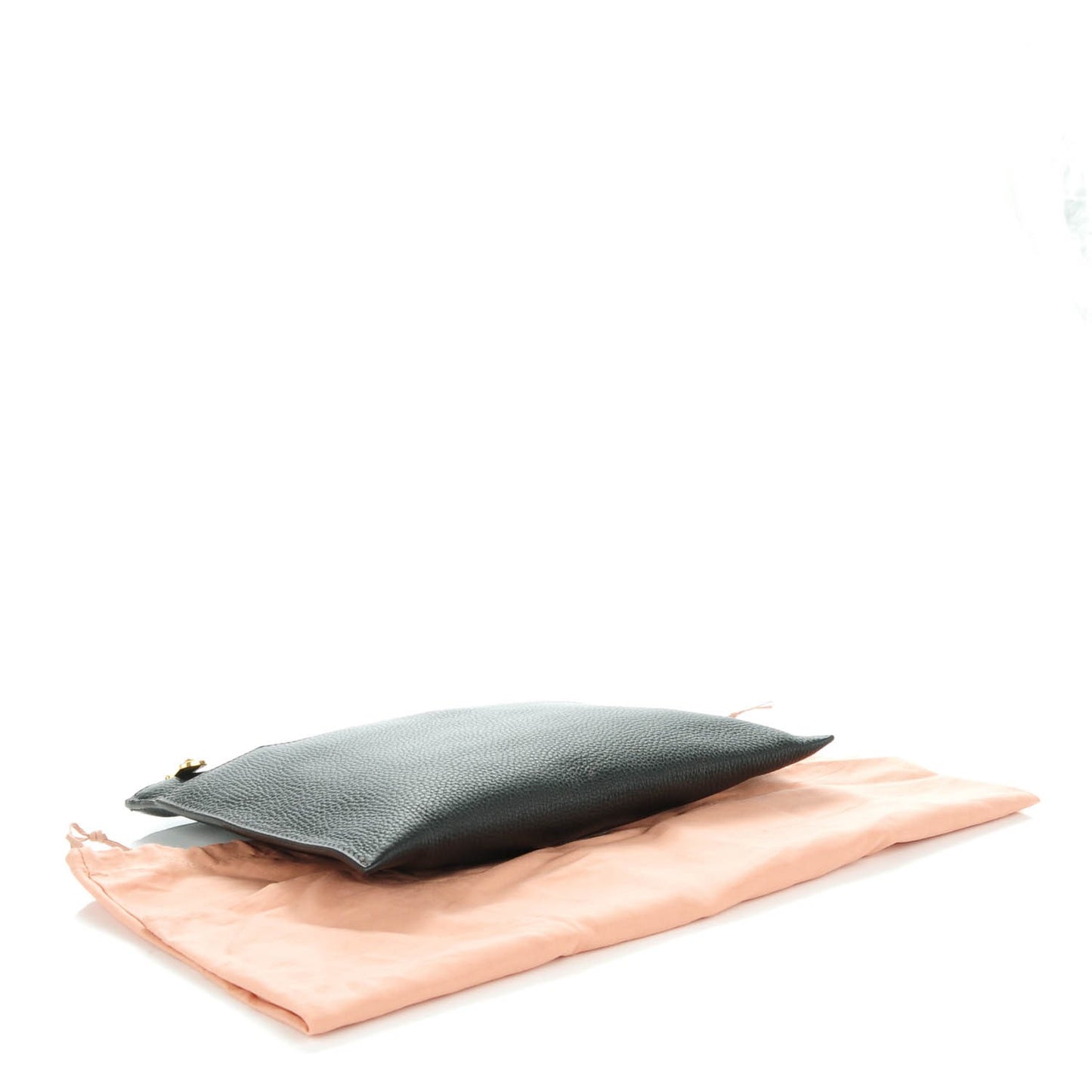 Vitello Daino Leather Clutch Nero Black