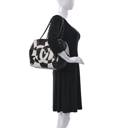 Chanel Lambskin CC Patchwork Shoulder Bag Black White 2 of 11