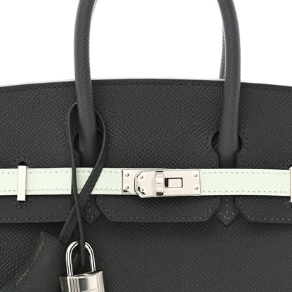 Hermes Epsom Tri-Color Birkin 25 Vert Fonce Ardoise Vert Peppermint 8 of 10