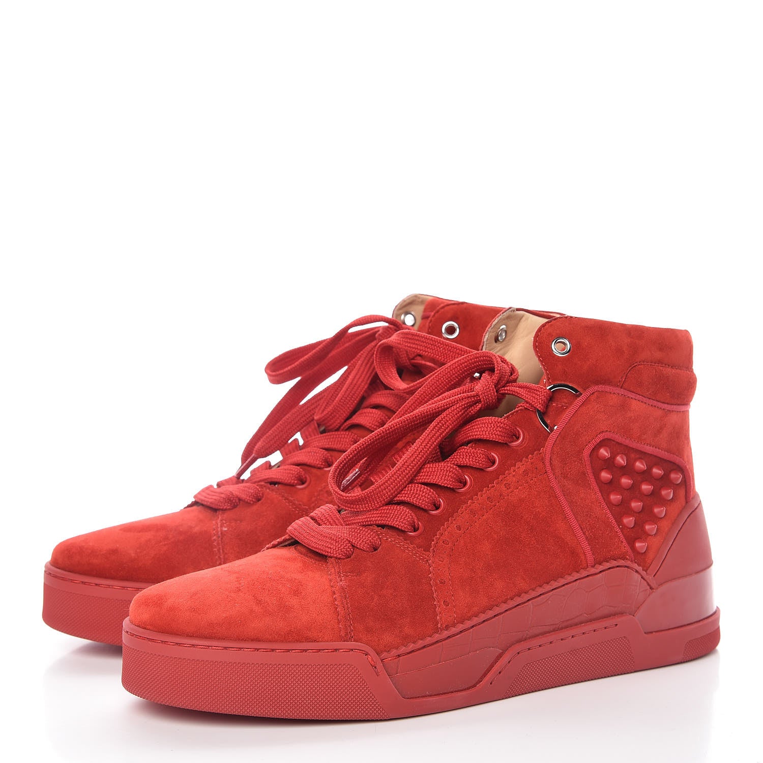 Christian Louboutin Veau Velours Patent Spikes Mens Loubikick Flat Sneakers 43.5 Flamenco 3 of 8