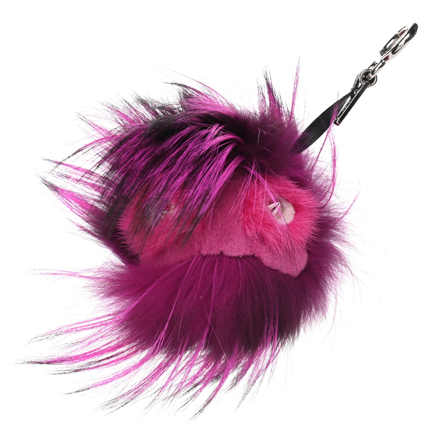 Fox Mink Rabbit Fur Sparkle Monster Bag Bug Charm Purple Multicolor
