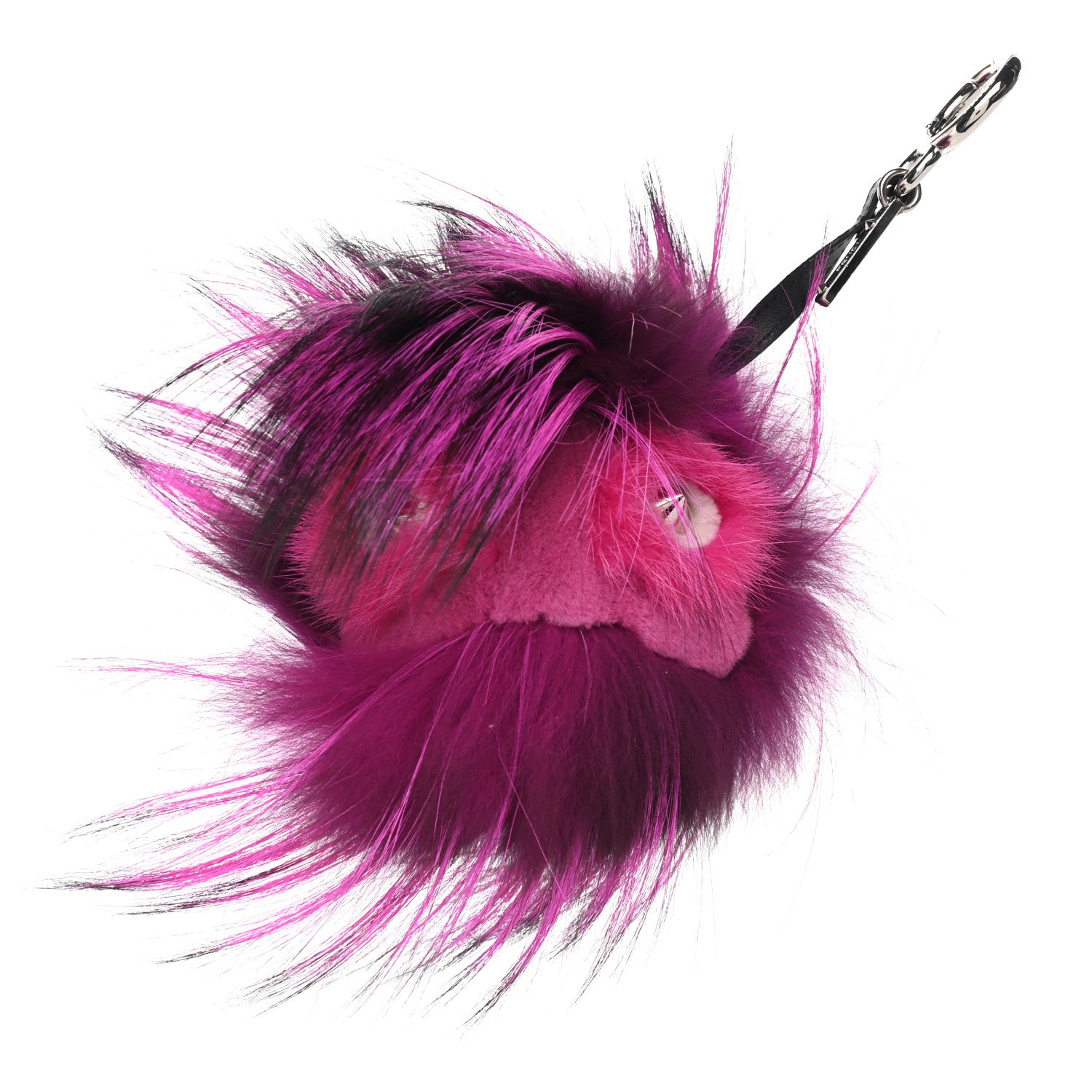 Fendi Fox Mink Rabbit Fur Sparkle Monster Bag Bug Charm Purple Multicolor 3 of 4