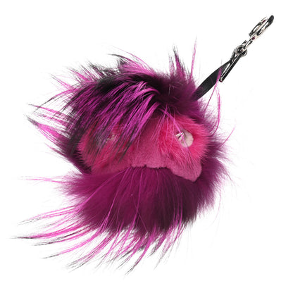 Fendi Fox Mink Rabbit Fur Sparkle Monster Bag Bug Charm Purple Multicolor 3 of 4