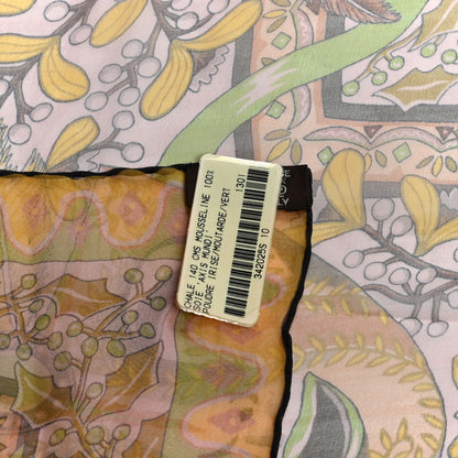 Hermes Silk Mousseline Axis Mundi Shawl 140 Poudre Irise Moutarde Vert 4 of 4