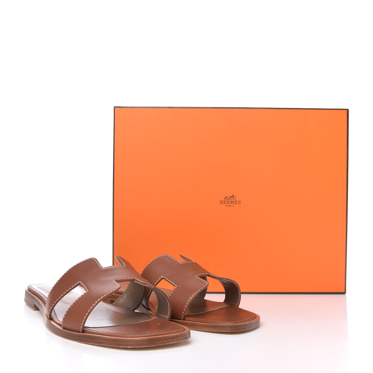 Hermes Box Calfskin Oran Sandals 36.5 Gold 10 of 10