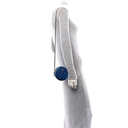 Chanel Lambskin Quilted Round Pearl Crush Clutch With Chain Blue 2 of 10