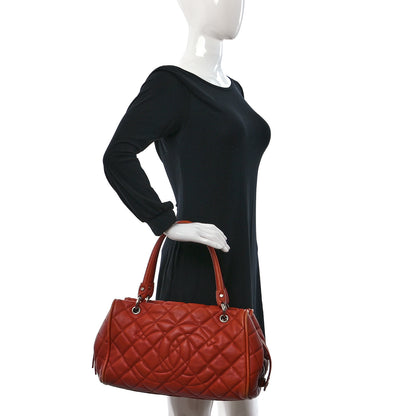 Chanel Caviar Quilted Timeless Bowler Orange 2 of 12