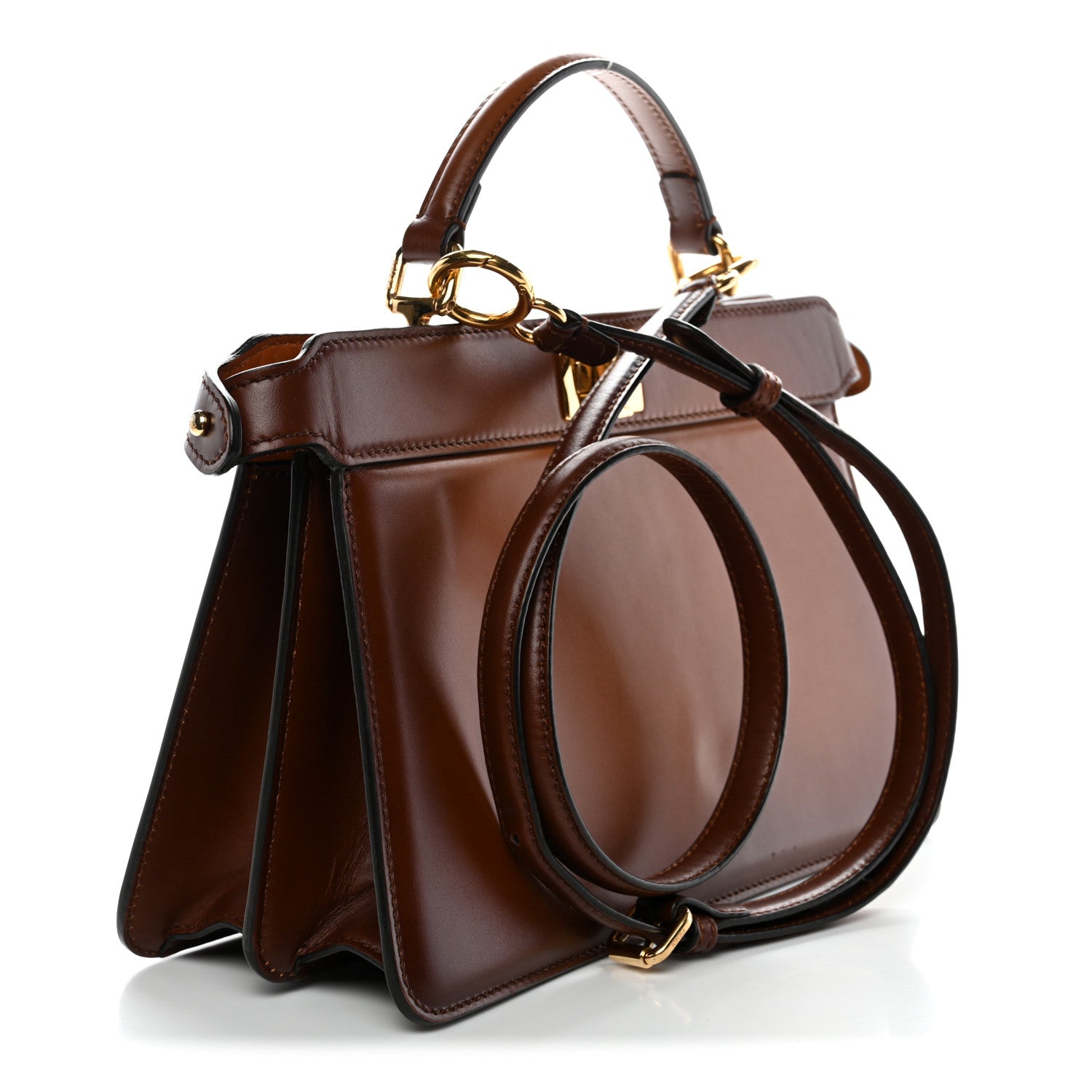 Fendi Vitello King Tamponato Medium Peekaboo I SEE U East West Satchel Cuoio 3 of 11