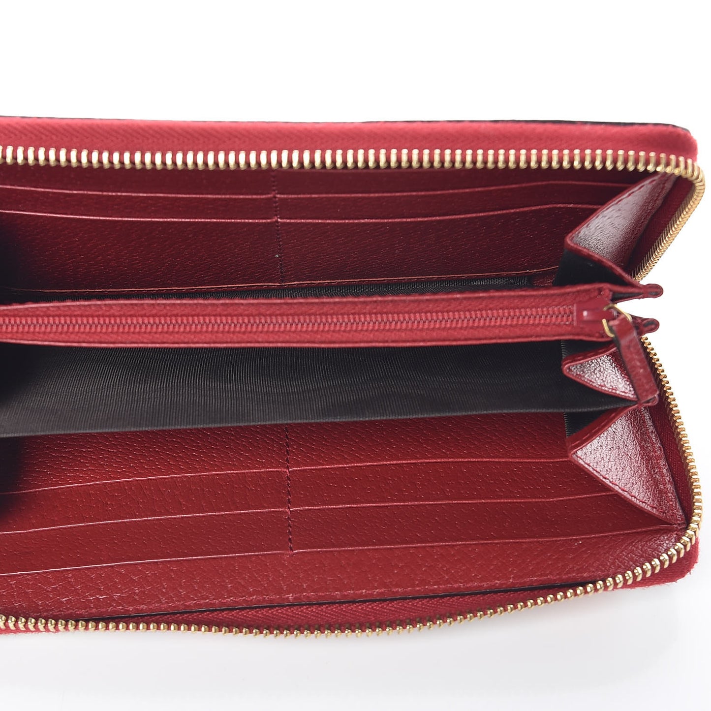 GG Supreme Monogram Tian Zip Around Wallet Beige Multicolor Red