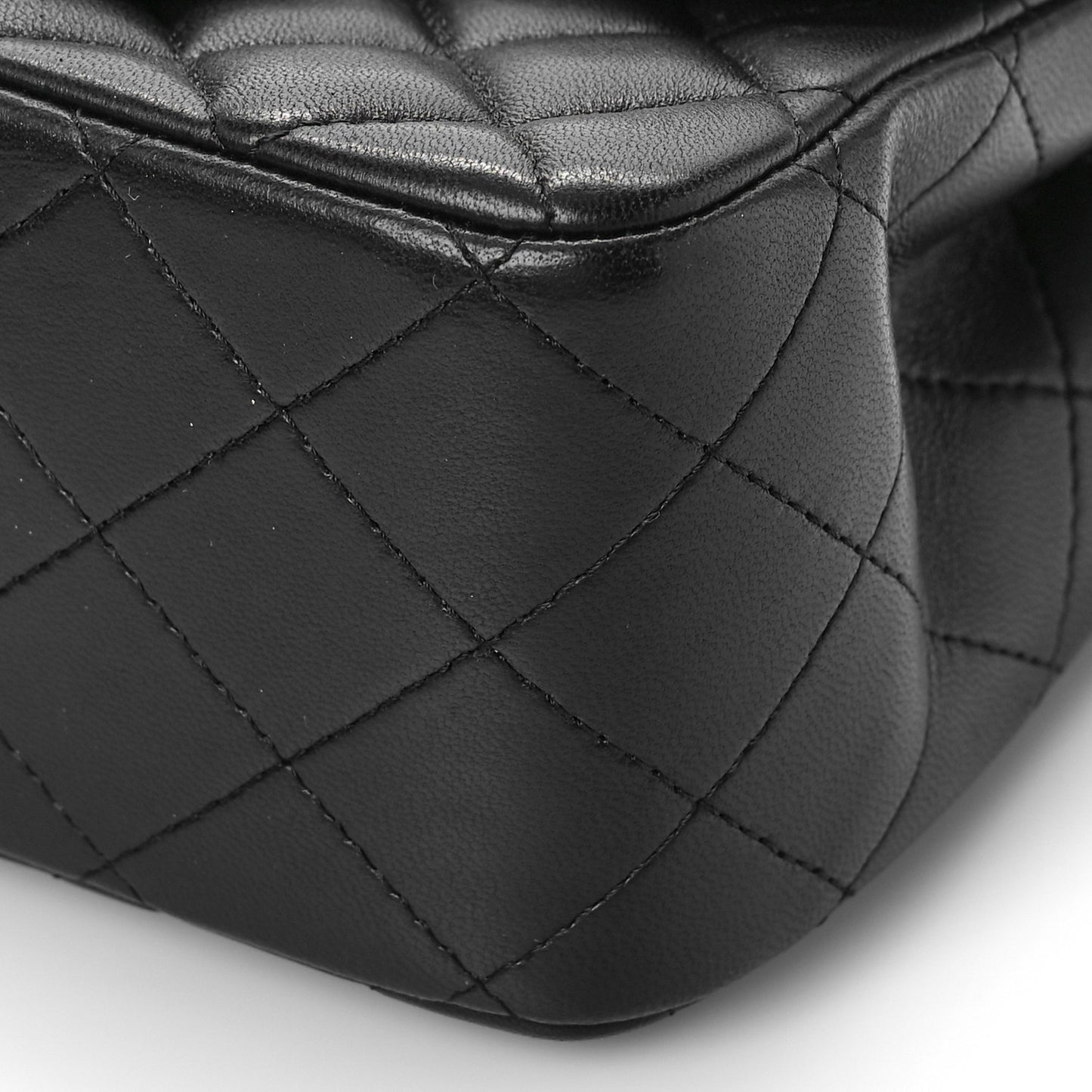 Lambskin Quilted Mini Square Flap Black