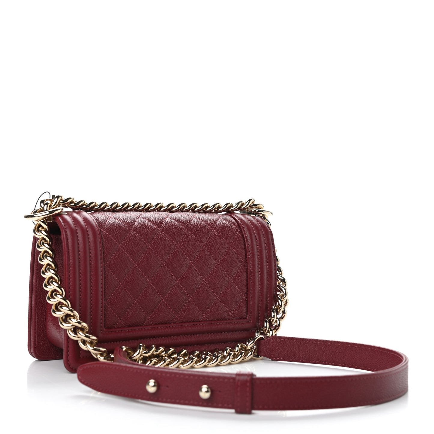 Caviar Quilted Small Boy Flap Burgundy