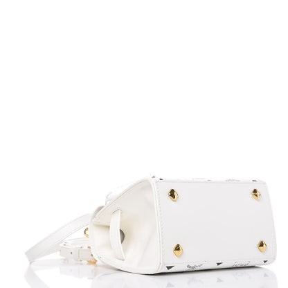 MCM Visetos Mini Heritage Top Handle Satchel White 5 of 8