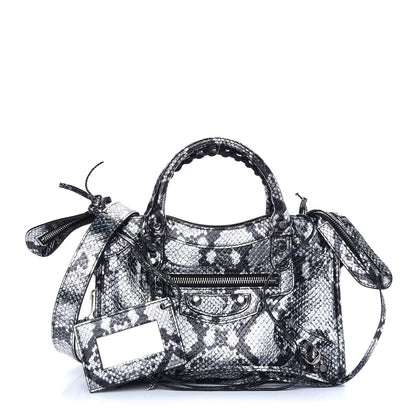 Balenciaga Metallic Calfskin Snakeskin Embossed Classic Silver Hardware Mini City Silver 1 of 10