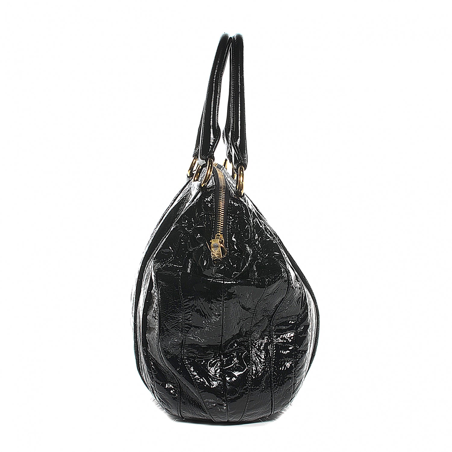 Prada Vernice Stripes Handbag Black 12 of 13