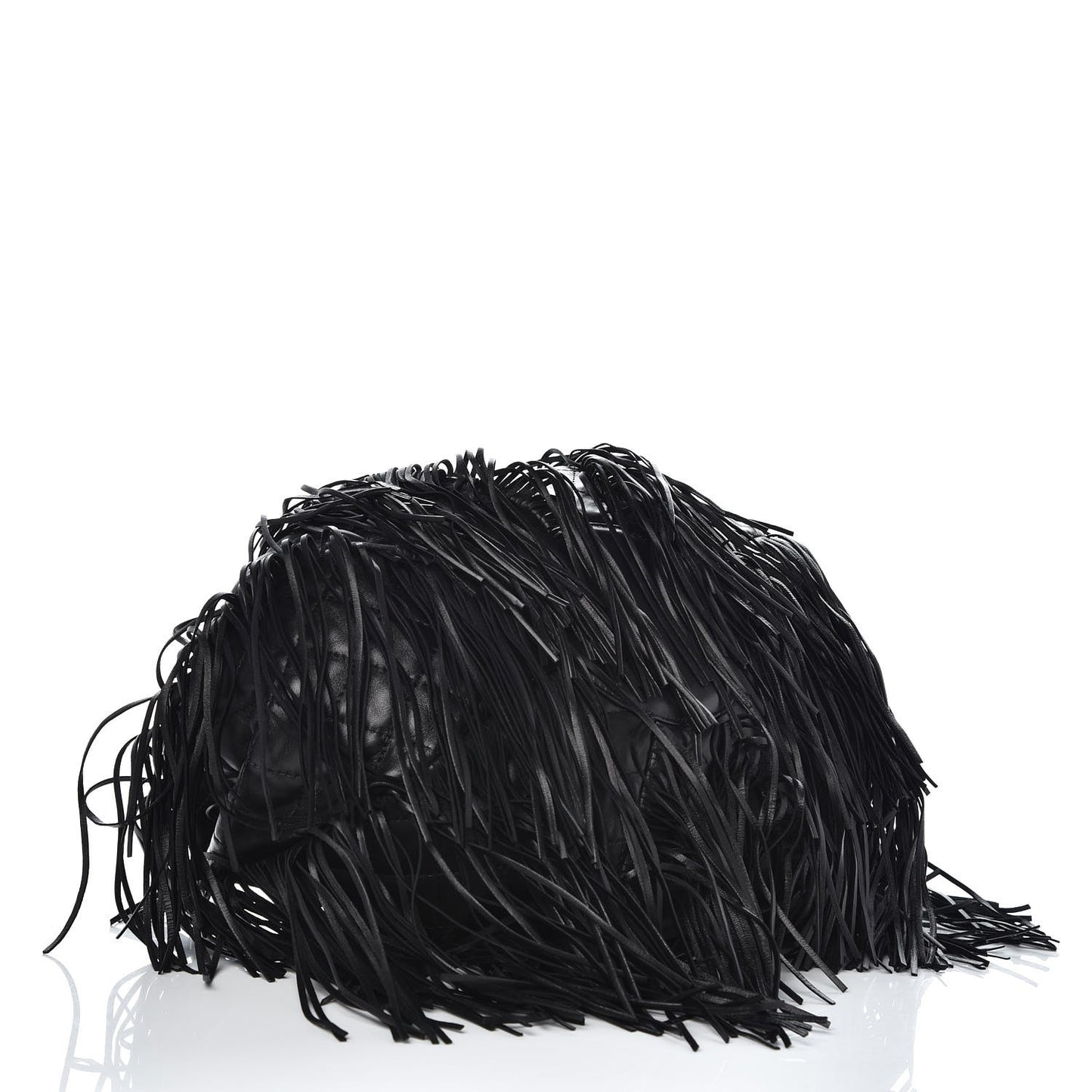 Lambskin Quilted Western Baluchon Fringe Bag Black