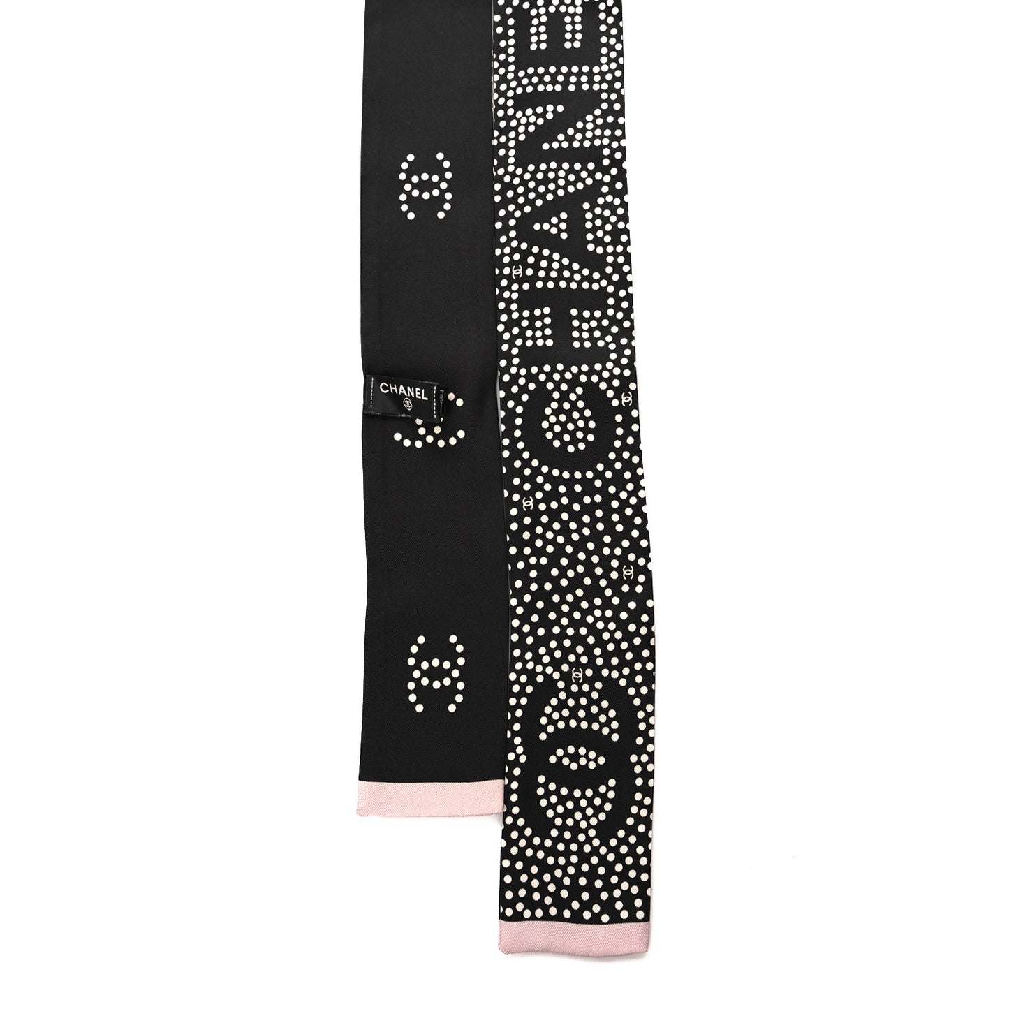 Silk CC Slim Bandeau Scarf Black Light Pink