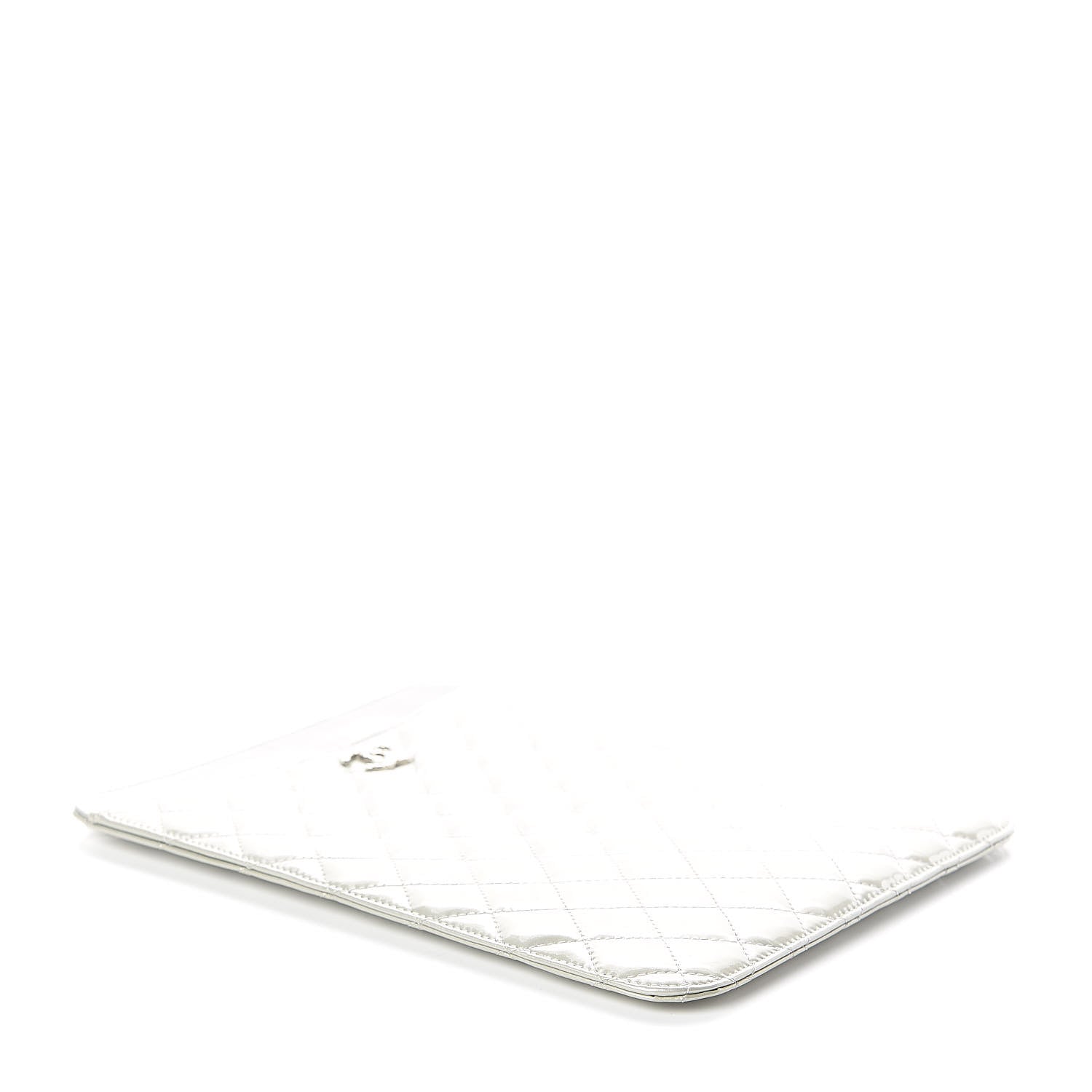 Chanel Patent Quilted Brilliant iPad Case Grey 4 of 9