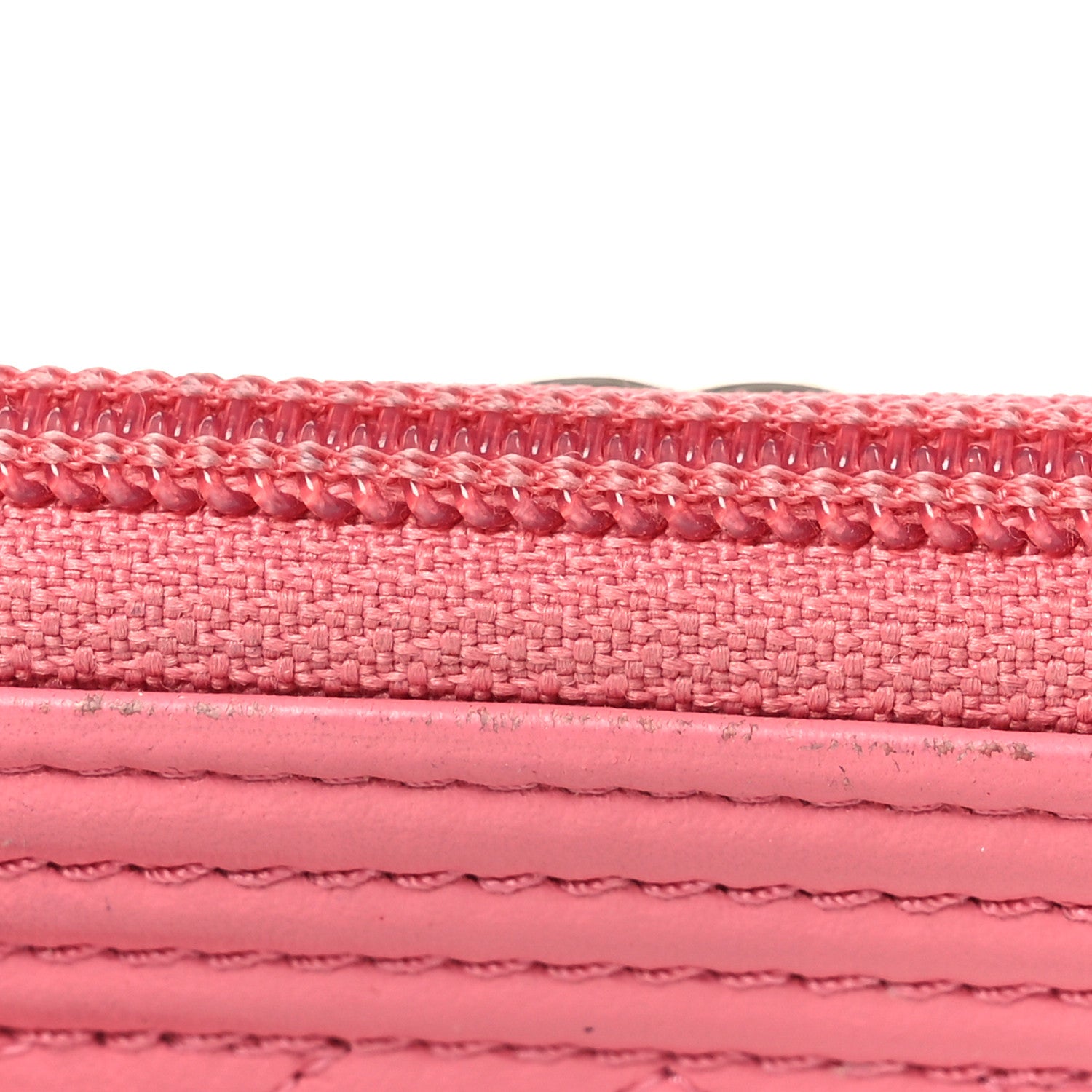Chanel Calfskin Chevron Quilted Zip Around Boy Coin Purse Wallet Pink 14 of 16