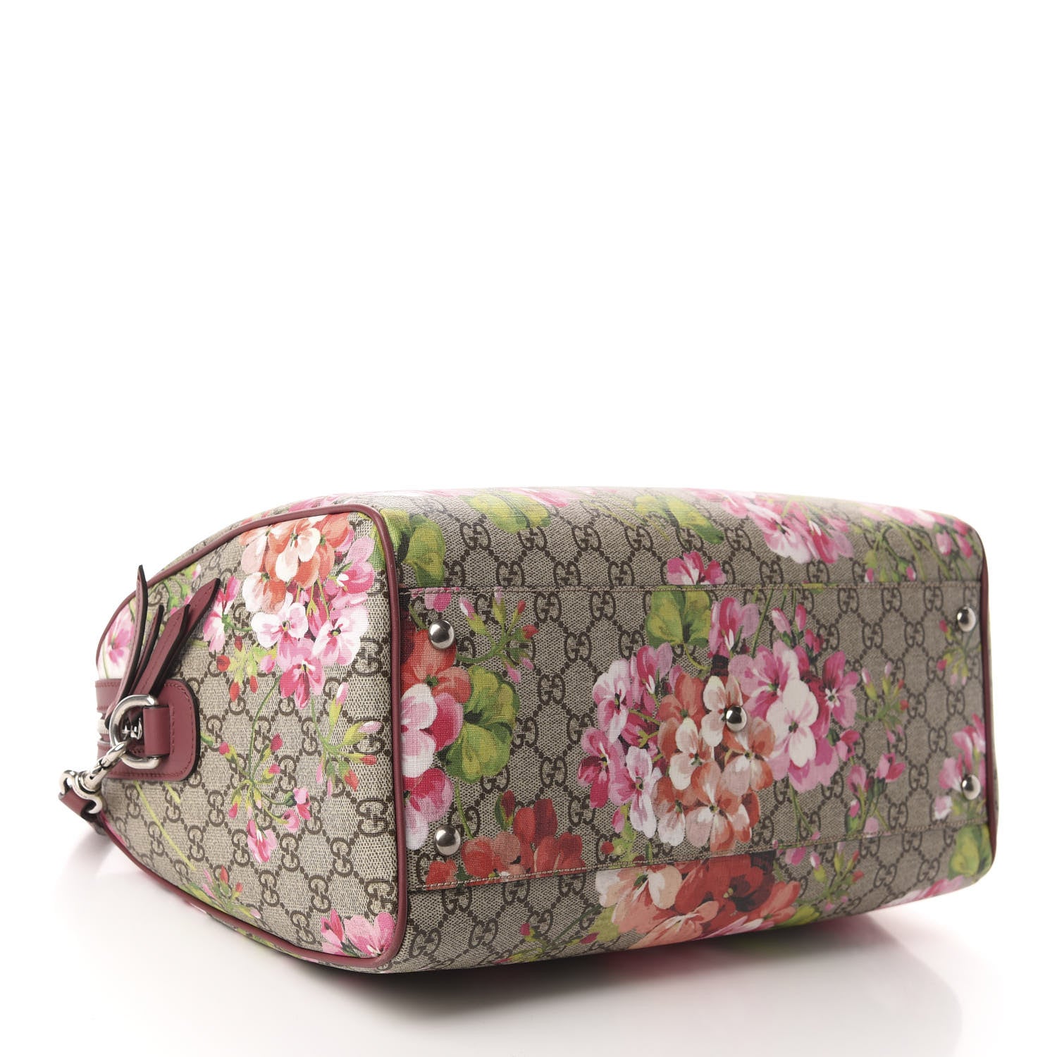 Gucci GG Supreme Monogram Blooms Medium Boston Beige Multicolor Dry Rose 5 of 11