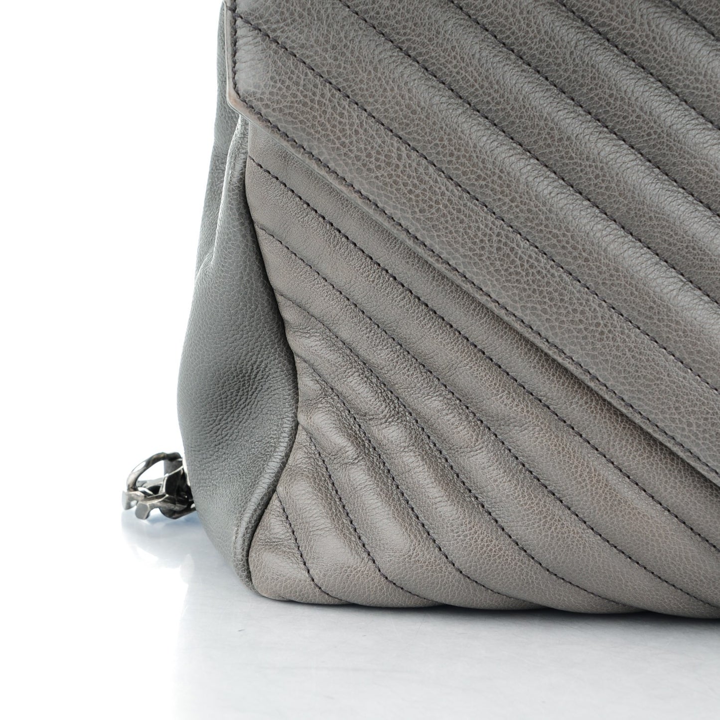 Sheepskin Matelasse Chevron Monogram Large College Satchel Dark Anthracite