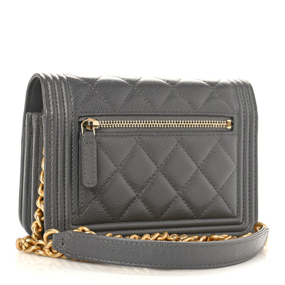 Chanel Caviar Quilted Mini Boy Wallet On Chain WOC Dark Gray 3 of 9