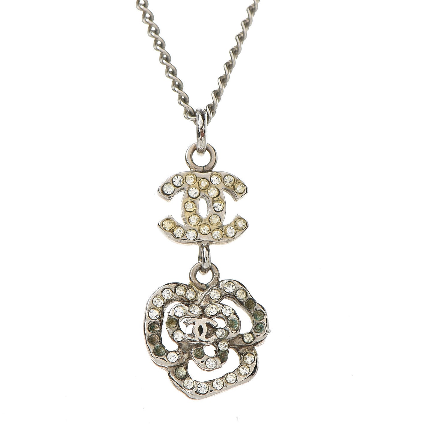 Crystal CC Camellia Necklace Silver