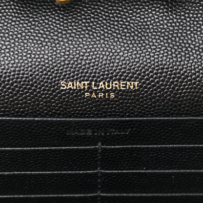 Saint Laurent Grain De Poudre Matelasse Chevron Monogram Chain Wallet Black 6 of 13