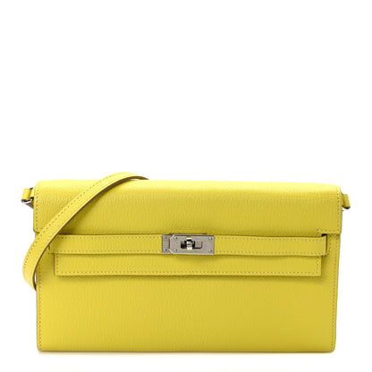 Hermes Chevre Mysore Kelly Wallet To Go Lime 1 of 11