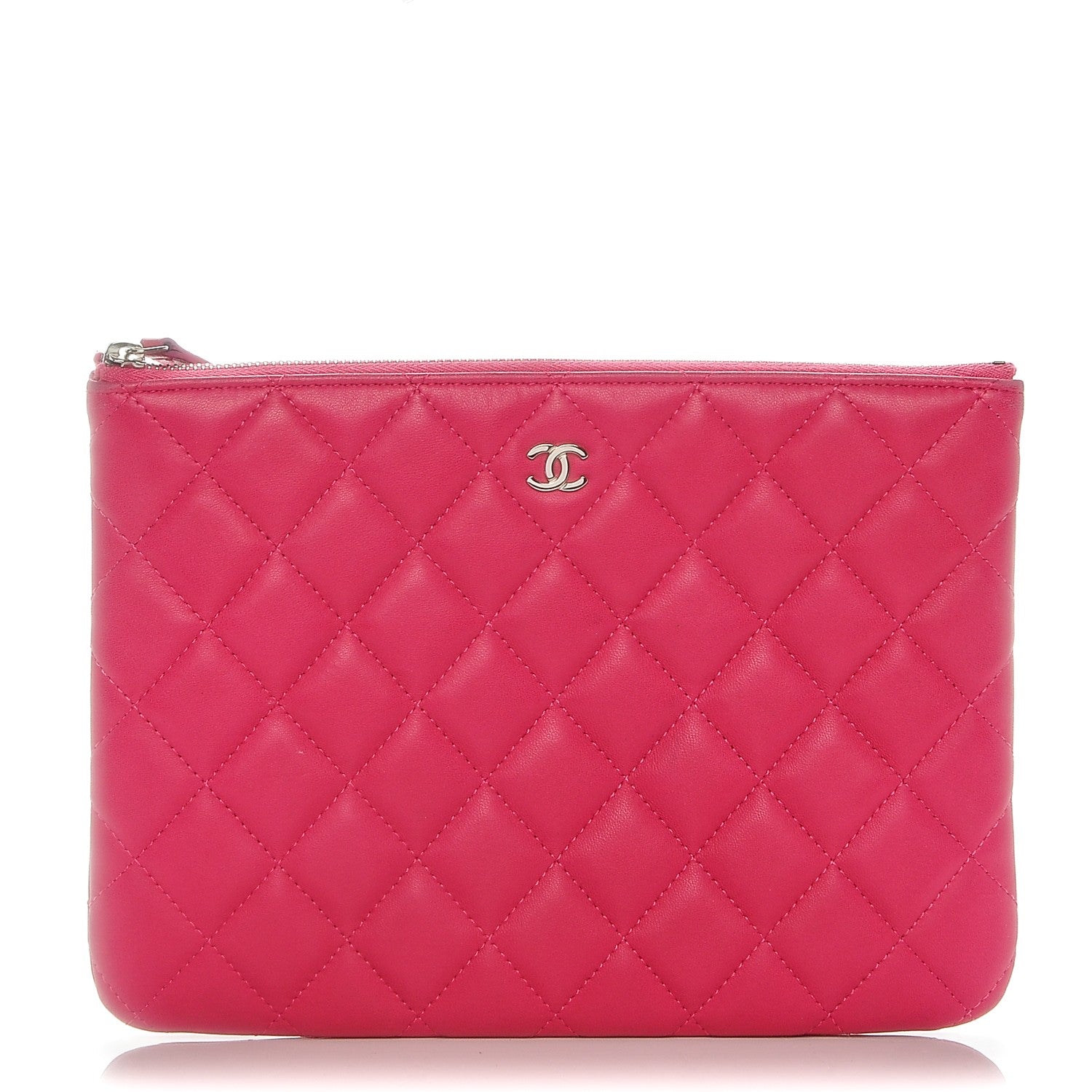 Chanel Lambskin Quilted Medium Cosmetic Case Dark Pink 1 of 8
