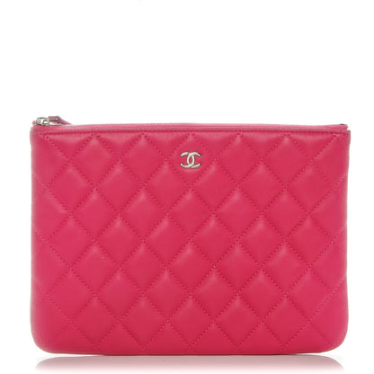 Chanel Lambskin Quilted Medium Cosmetic Case Dark Pink 1 of 8