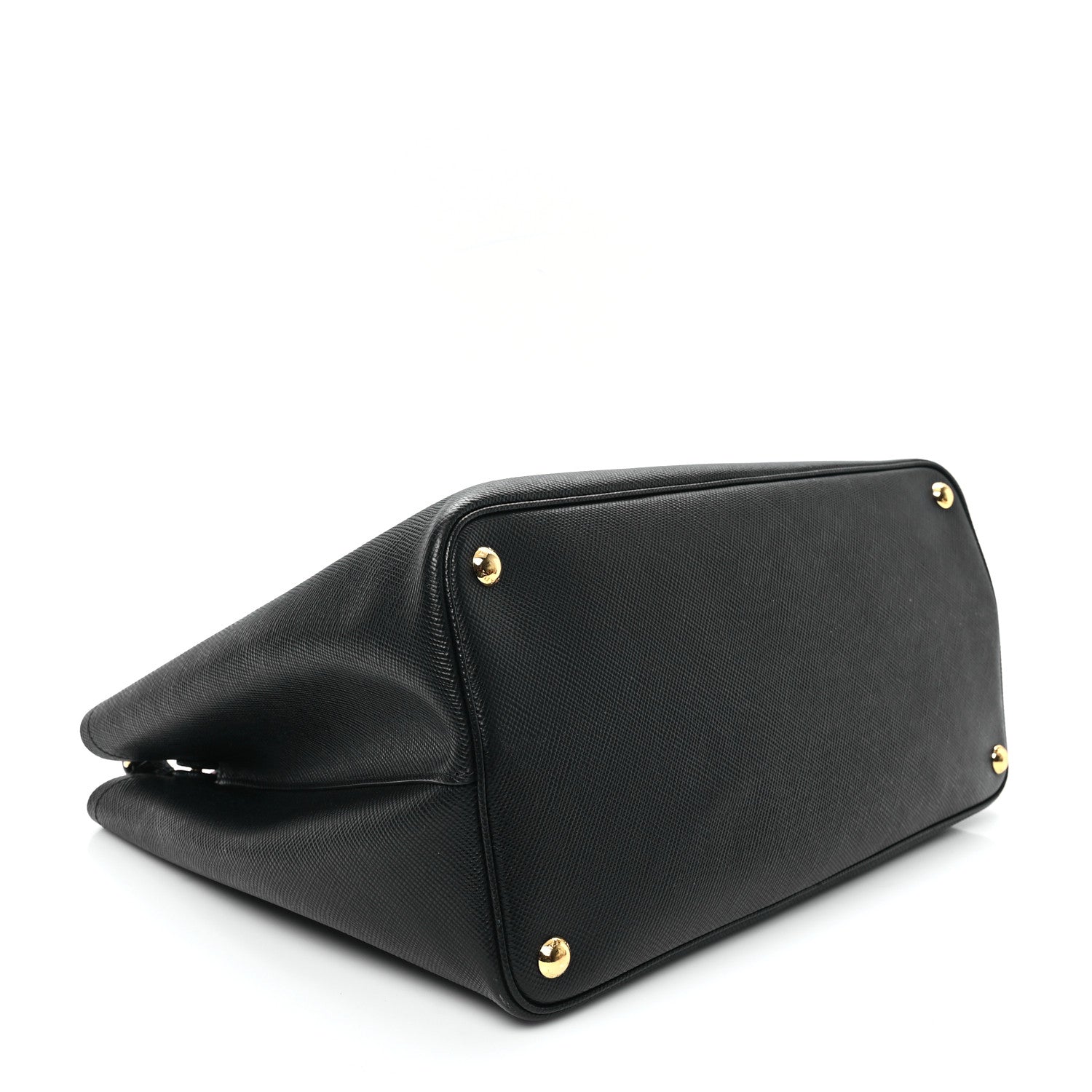 Prada Saffiano Cuir Large Double Bag Black Fuoco 4 of 11